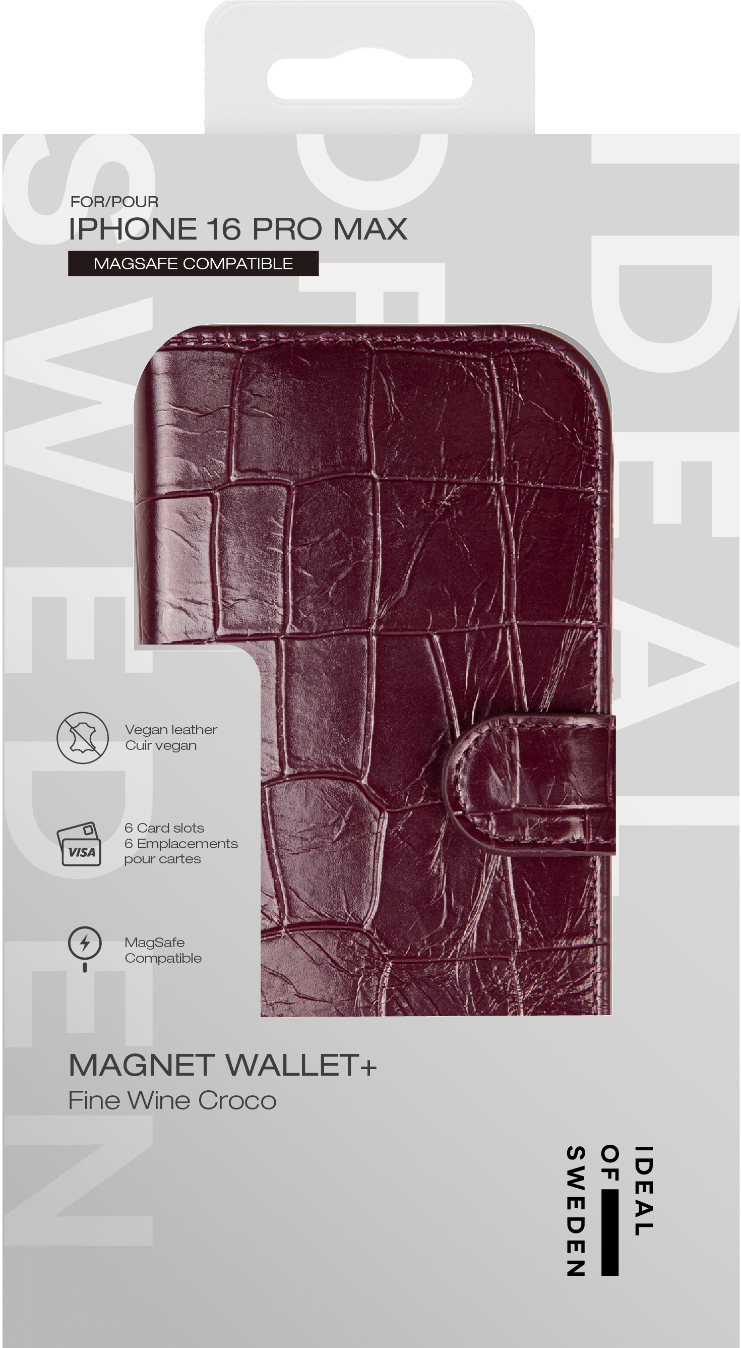 iDeal of Sweden Magnet Wallet+ MagSafe iPhone 16 Pro Max Fine Wine Croco – image 5