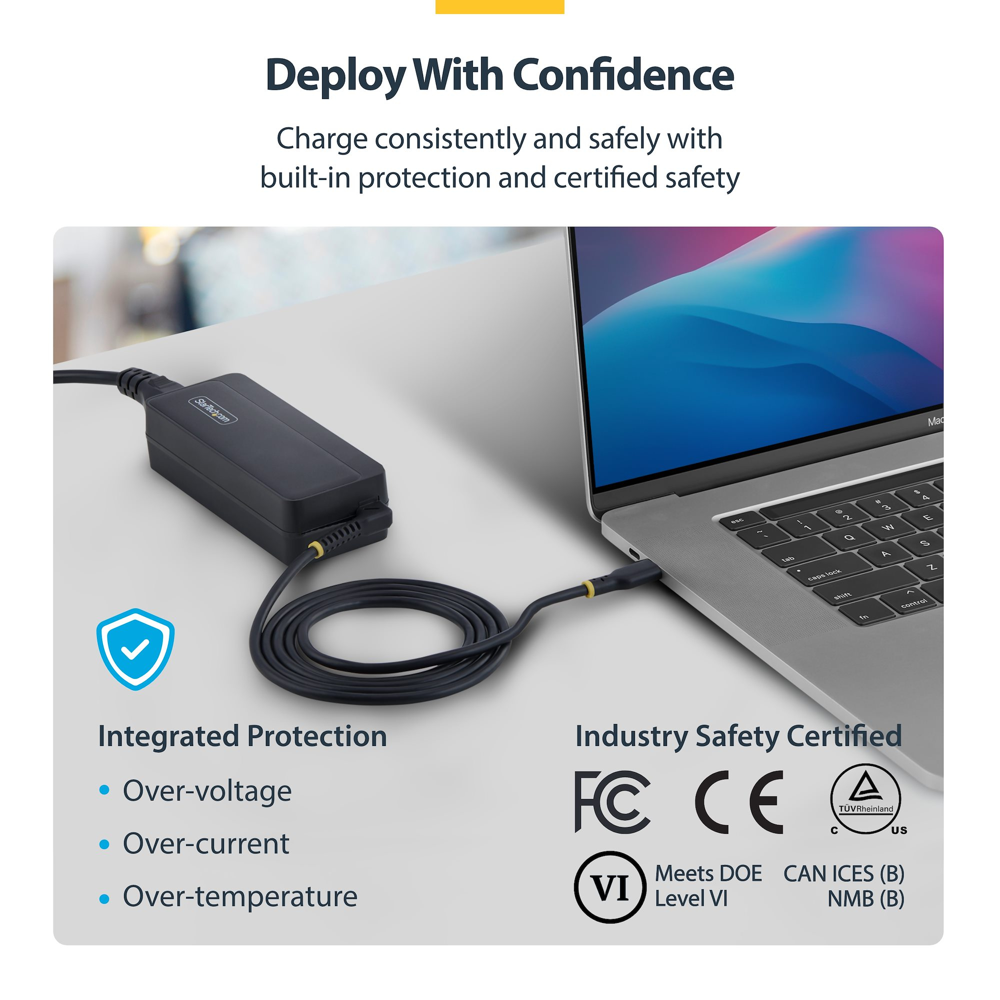 StarTech.com 140W USB-C Laptop Charger with 4ft (1.2m) Tethered USB-C Cable, GaN Power Adapter Brick for MacBook M3/M4/M5 Pro/Max, Dell Pro/Plus/Premium – image 8