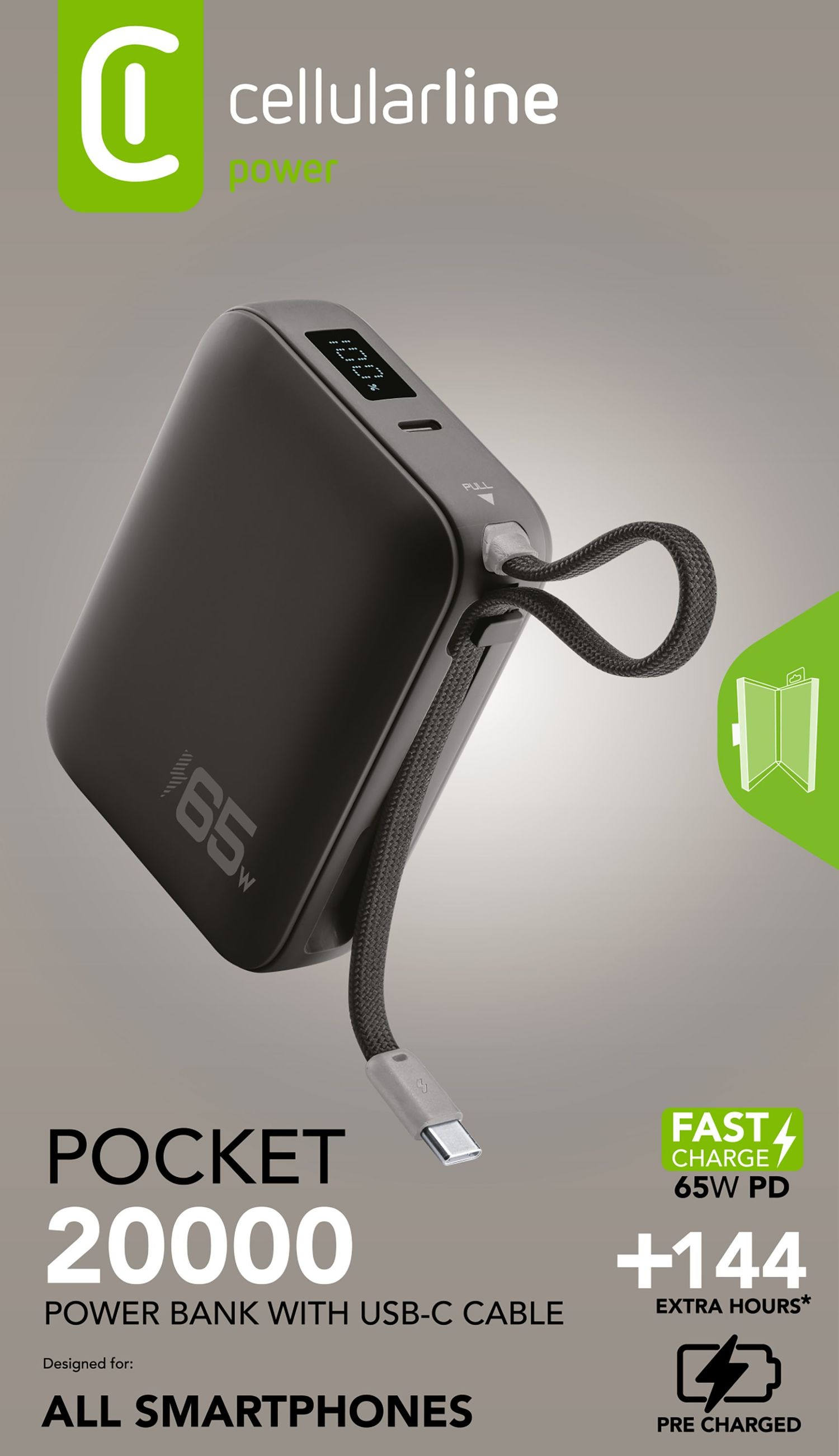 Cellularline POCKET POWER BANK 20000 mAh 65W USB-C PORT BLACK – image 8