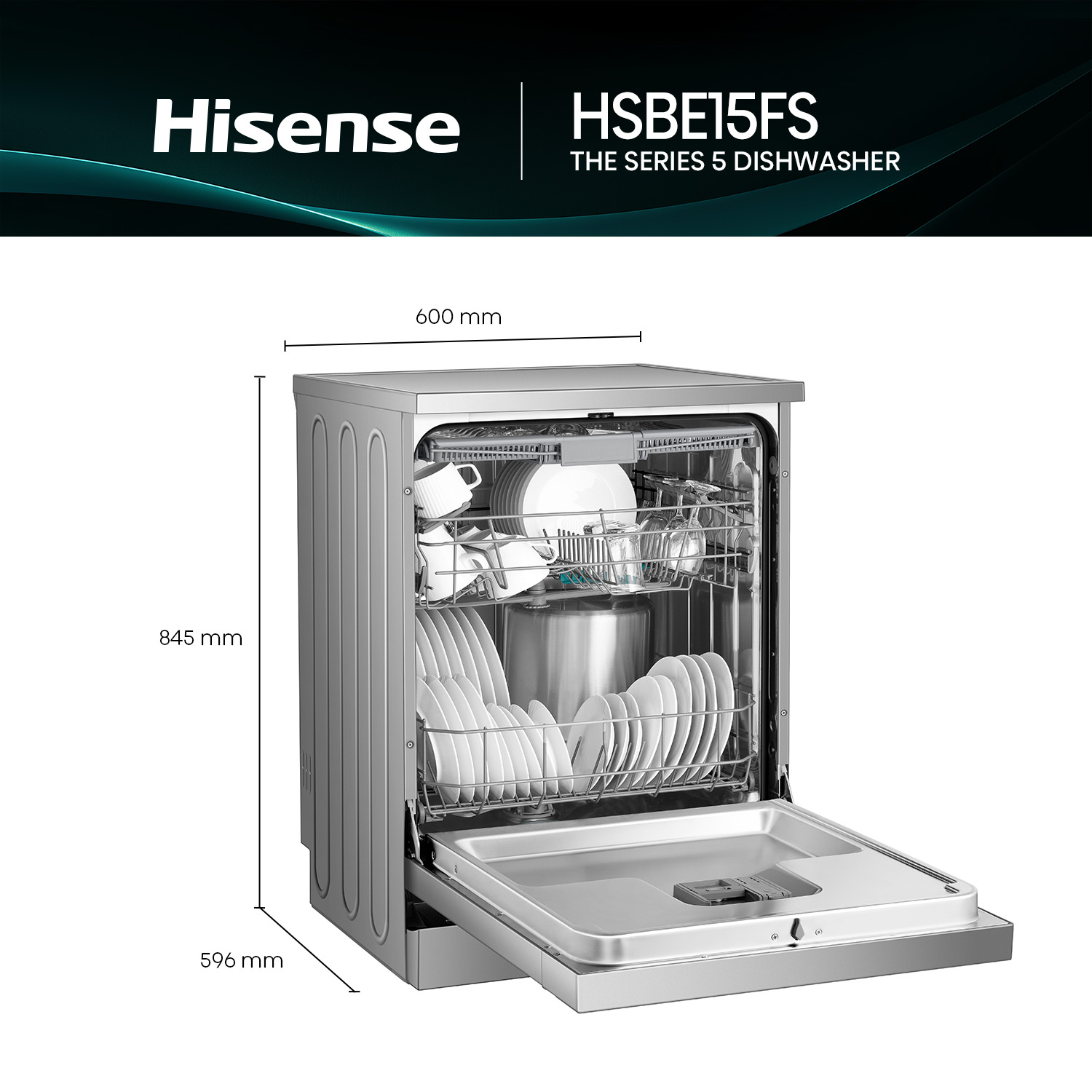 Hisense HSBE15FS dishwasher Freestanding 15 place settings – image 2