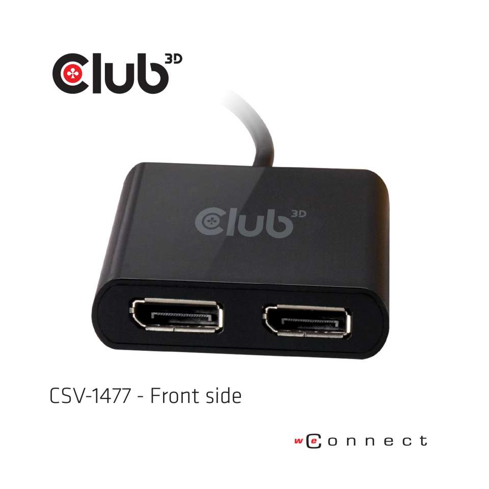 CLUB3D USB3.2 Gen1 Type A to 2x DisplayPort™1.2 Dual Monitor 4K60Hz DisplayLink Video Splitter – image 2
