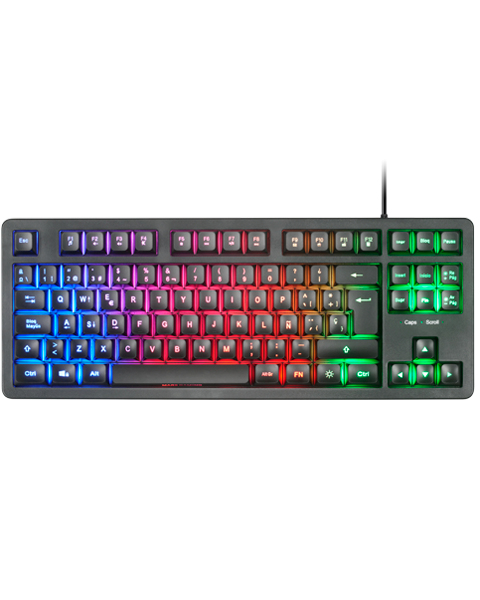 TECLADO H-MECH GAMING MARS GAMING MK023 PORTUGUES COLOR NEGRO TAMA??O COMPACTO TKL ILUMINACION RGB