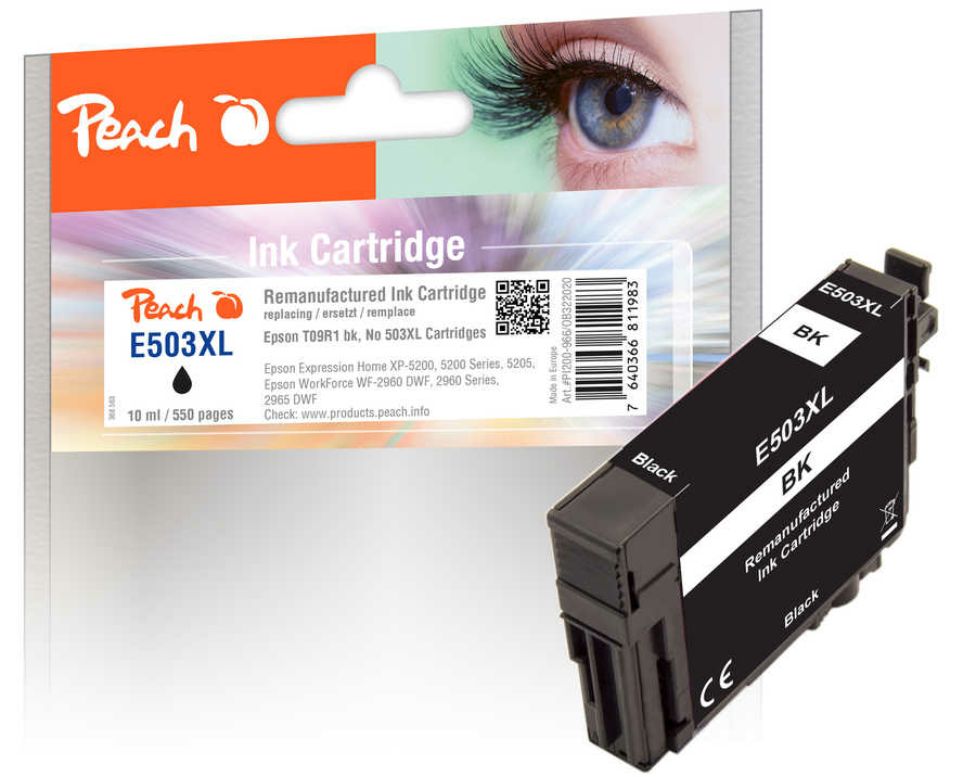 Peach PI200-966 cartuccia d'inchiostro 1 pz Compatibile Resa elevata (XL) Nero