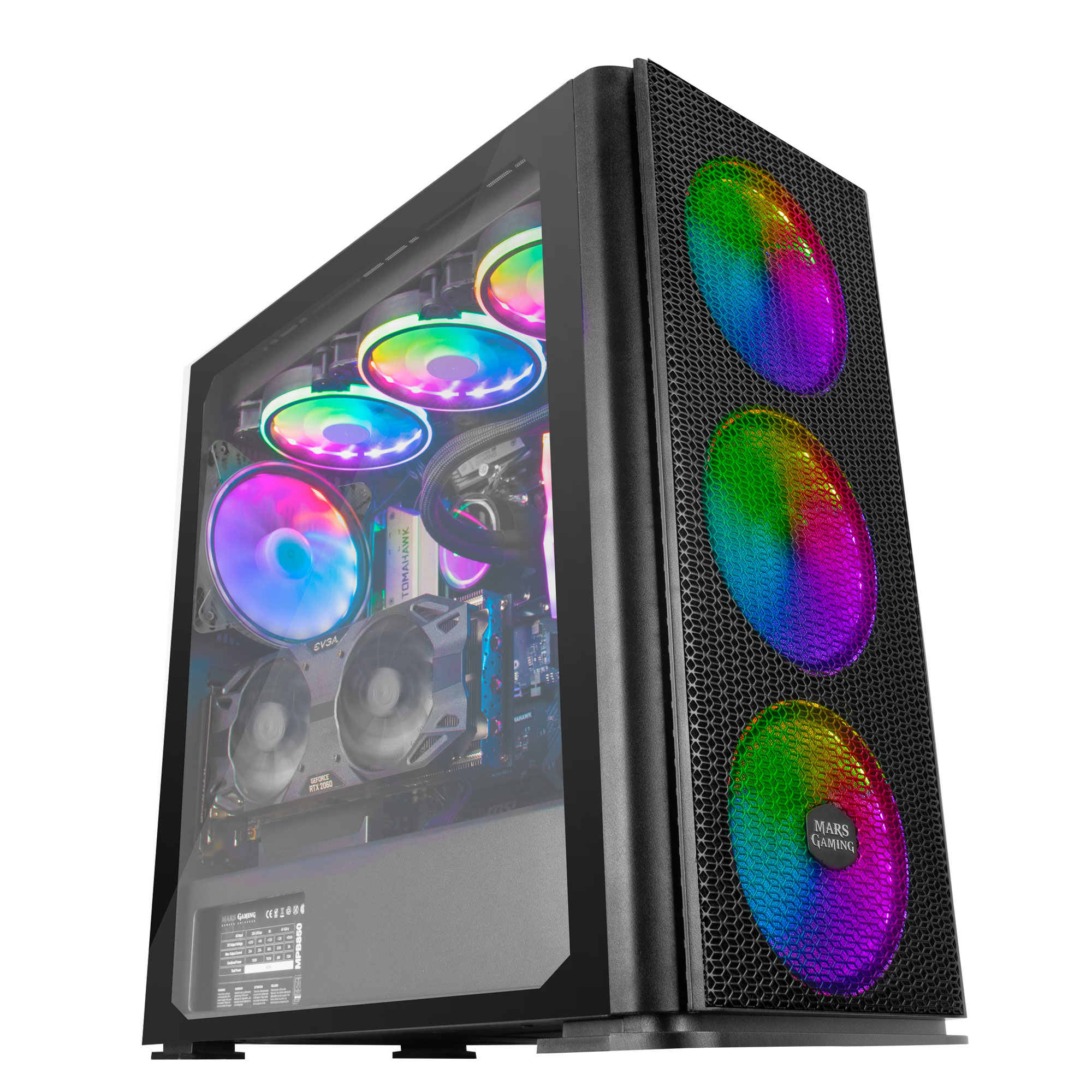 Mars Gaming MCPRO XL E-ATX Gaming PC Case Tempered Glass 4x RGB Fan Black – image 3