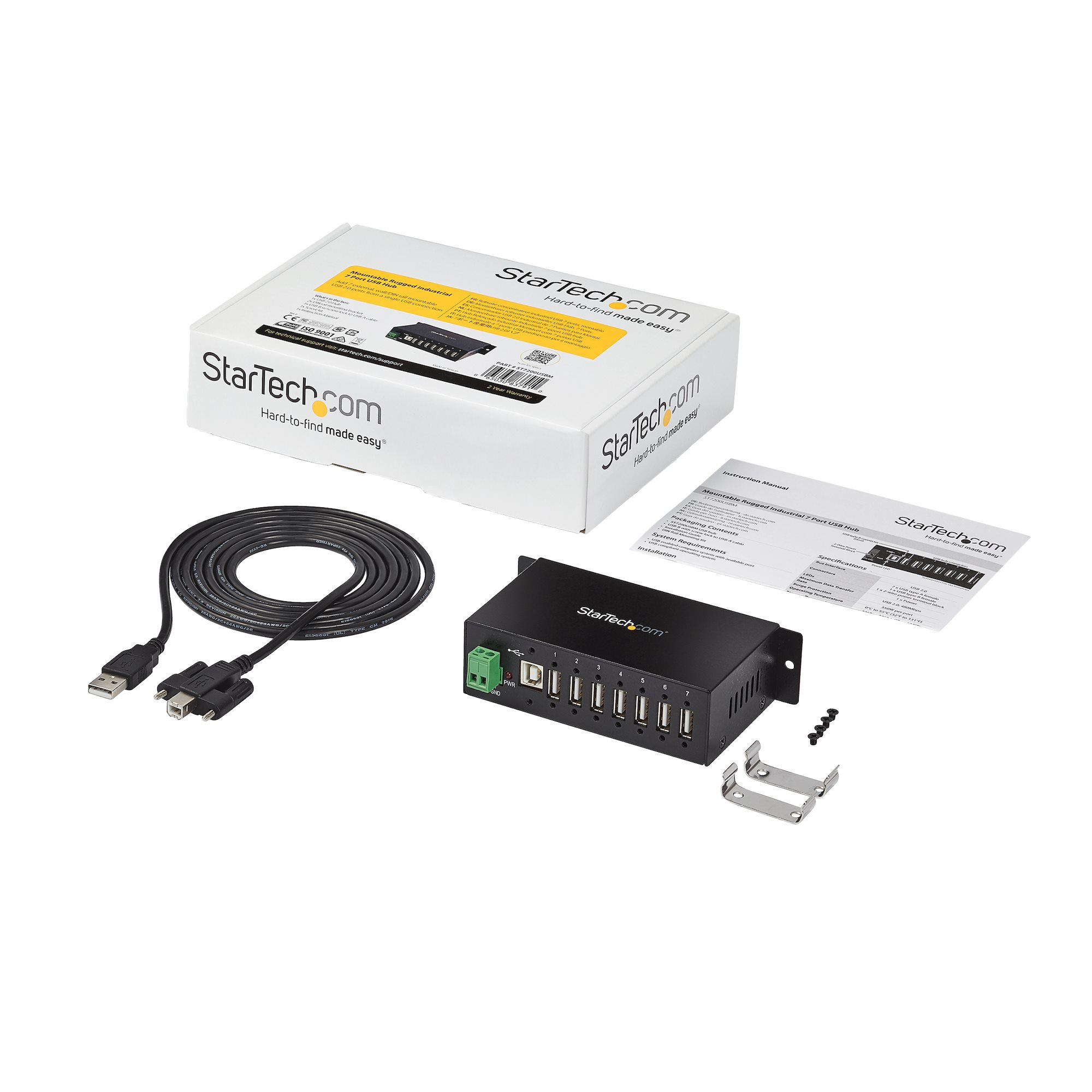 StarTech.com 7-Port USB 2.0 Hub - Metal Industrial USB-A Hub with ESD Protection & – image 6