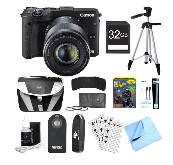 Canon M3 + EF-M 18-55mm IS STM + EF-M 55-200mm + 32GB Bundle – image 2