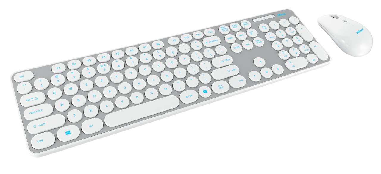 Trust Darcy keyboard Mouse included Universal RF Wireless White