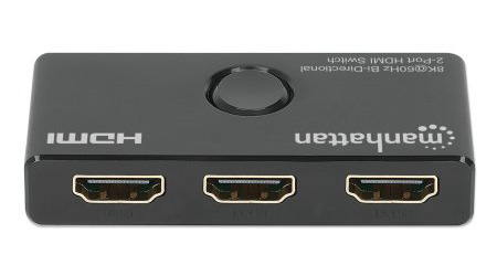 Manhattan HDMI Switch 2-Port, 8K@60Hz, Bi-Directional, Black, Displays output from x1 HDMI source to x2 HD displays (same output to both displays) or Connects x – image 9