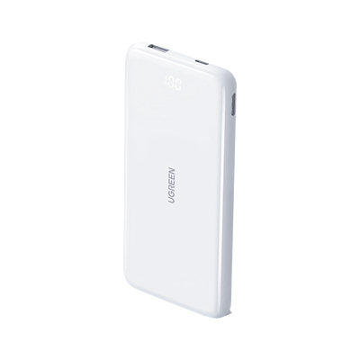 PowerBank Ultra Delgado 10000mAh Dos Puertos USB-A USB-C PD 30 20W QC30 225W FCP AFC Entrada/Salida USB-C Carga y Alimentación Salida USB-A Carga Pantalla Inteligente Color Blanco 80700 - 80700