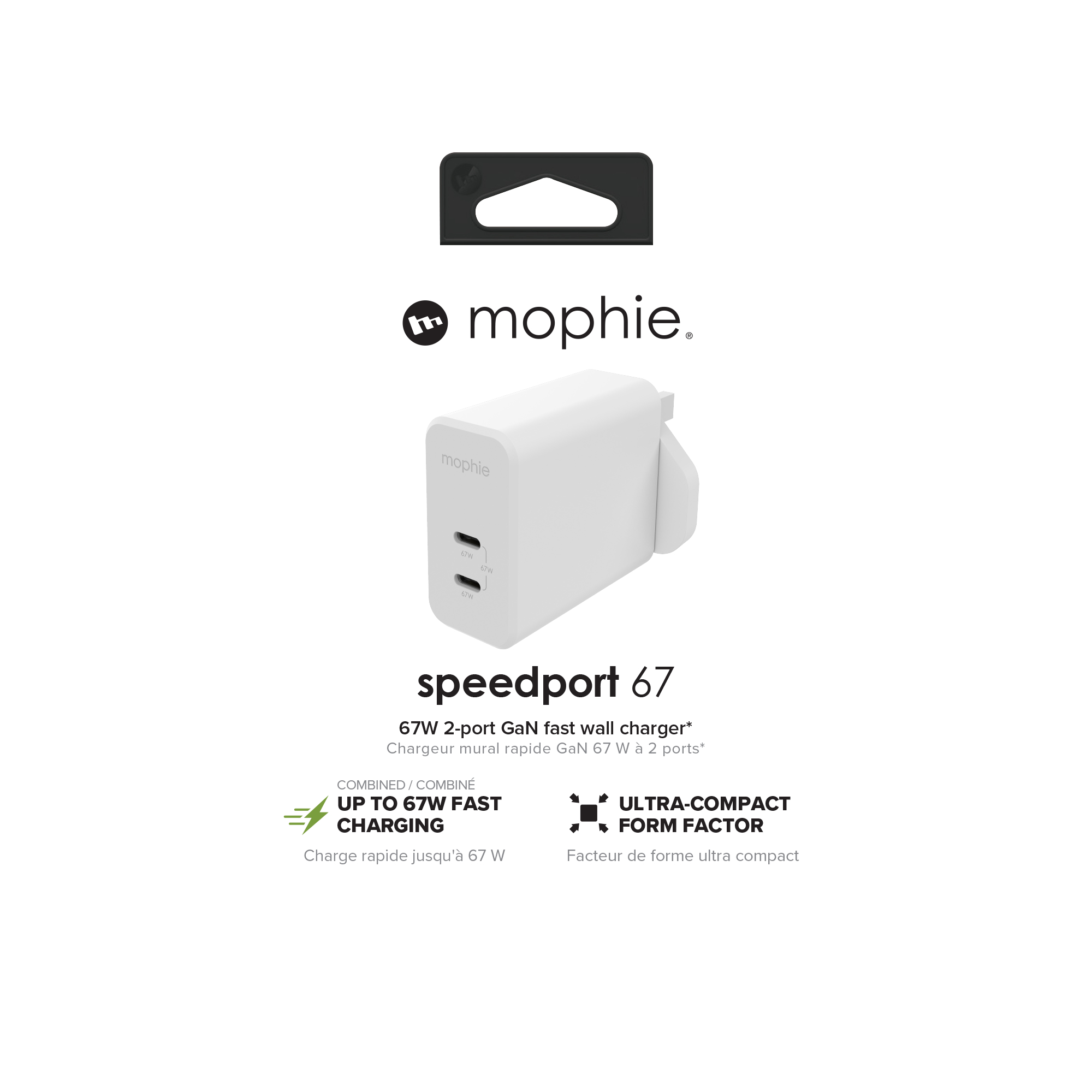 mophie Accessories-Wall Adapter-USB-C-PD-DUAL-67W-GAN-White-UK (2xUSBC) – image 3