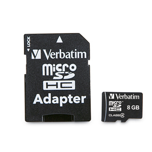 Verbatim microSDHC™ Card \w Adapter - 8GB