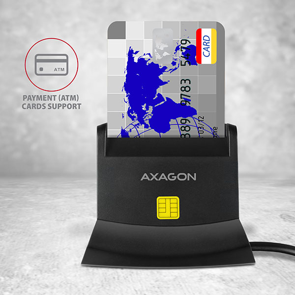 Axagon CRE-SM2 Universal desktop USB contact Smart / ID and SD / microSD / SIM card reader. – image 4
