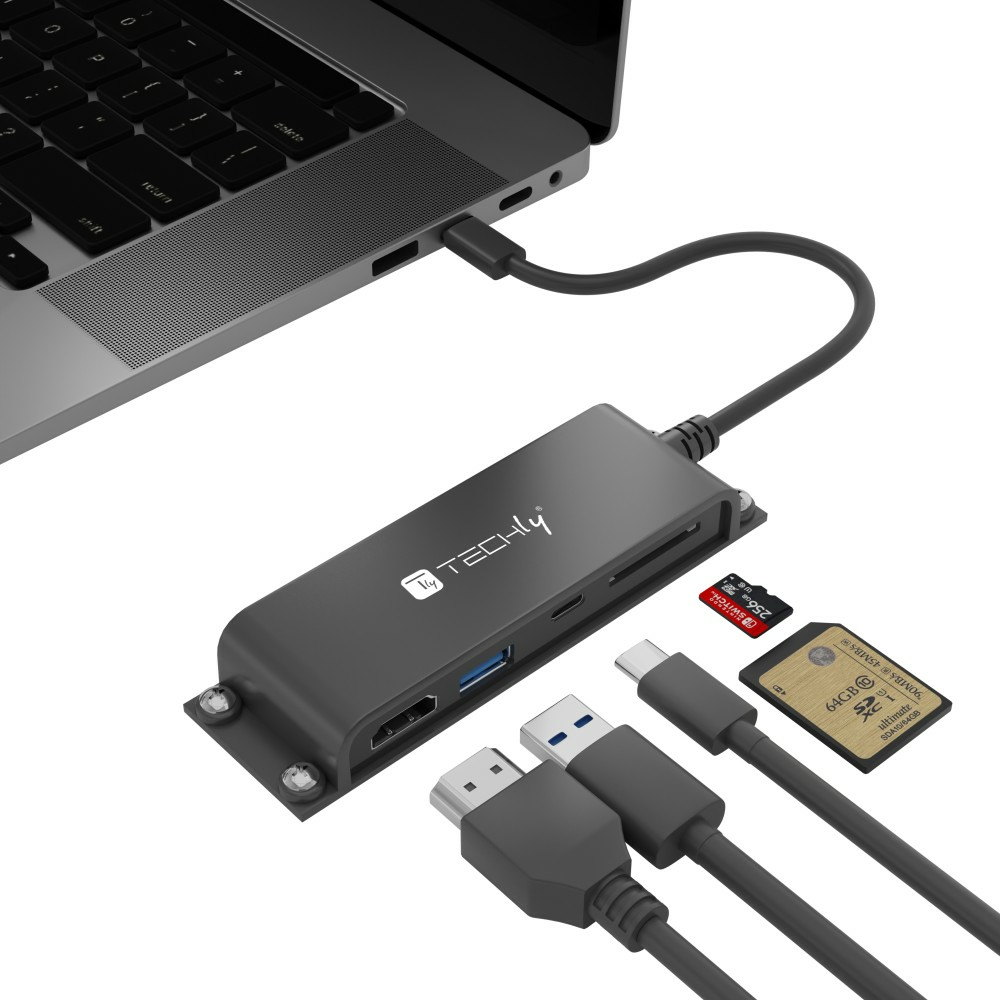 Techly IADAP-USBC-935 laptop dock/port replicator Wired USB 3.2 Gen 1 (3.1 Gen 1) Type-C Black – image 3