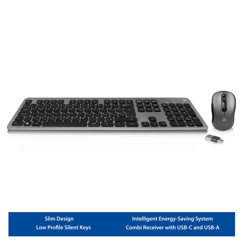 Ewent EW3264 keyboard Mouse included Universal RF Wireless QWERTZ Hungarian Black, Grey – image 2