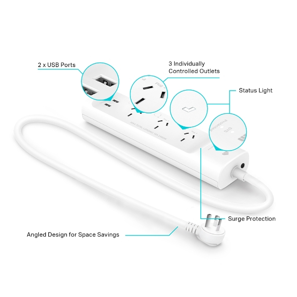 TP-Link Kasa Smart Wi-Fi Power Strip, 3-Outlets – image 3