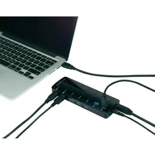 Techly USB 3.0 SuperSpeed Hub 7 ports Black (2 ports for charging mobile) IUSB3-HUB7 – image 4