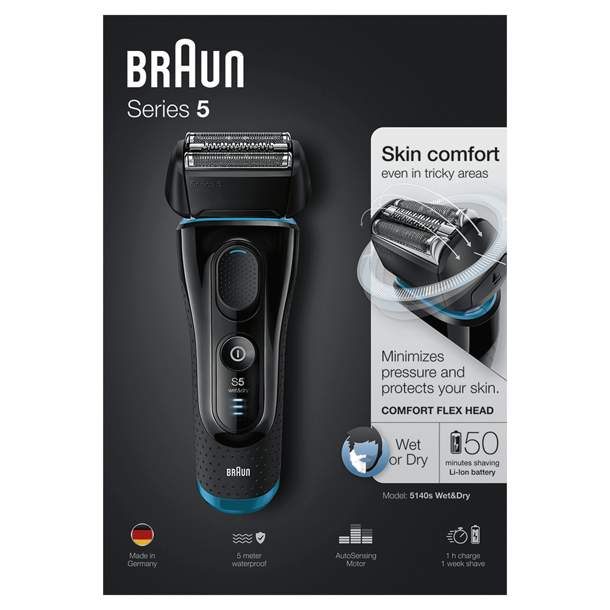 Braun Series 5 81721994 men's shaver Foil shaver Black, Blue – image 3