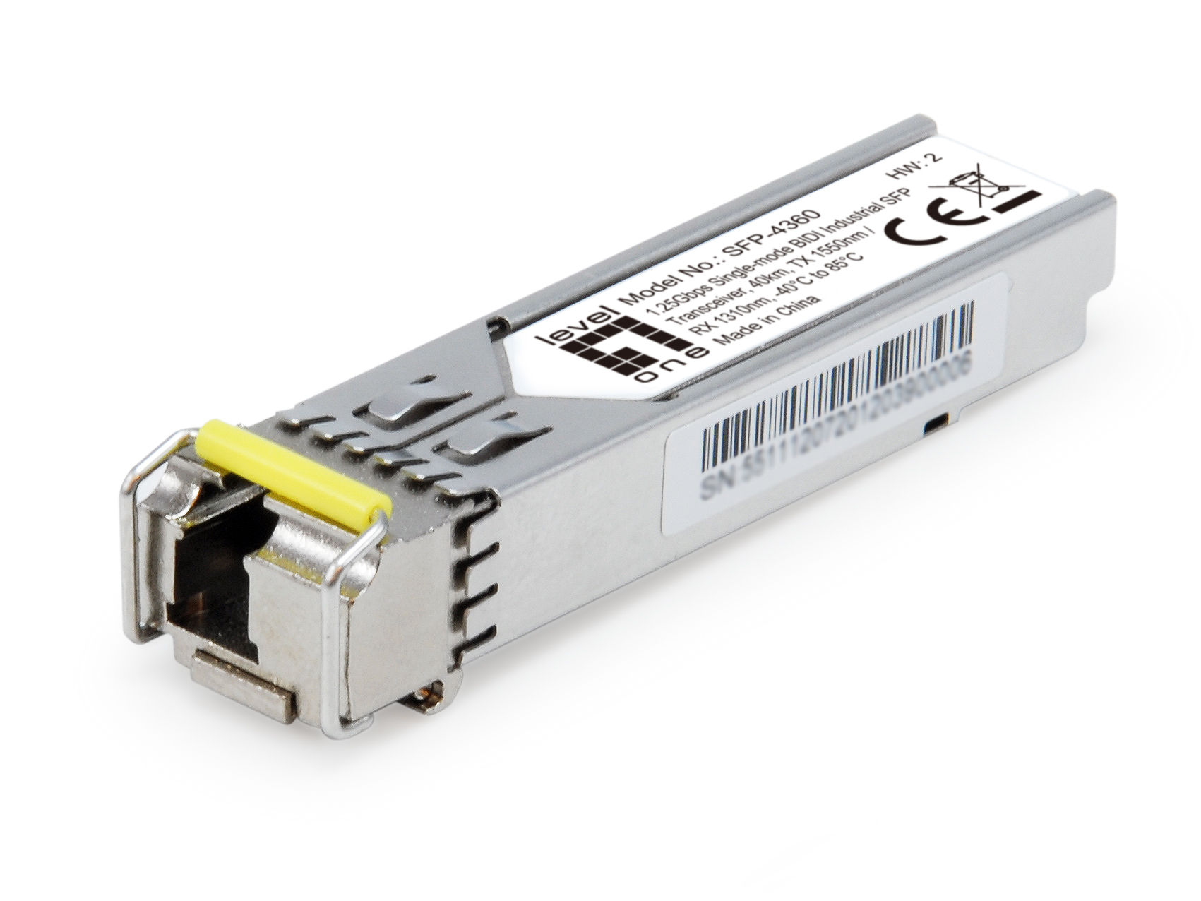 LevelOne 1.25Gbps Single-mode BIDI Industrial SFP Transceiver, 40km, TX 1550nm / RX 1310nm, -40°C to 85°C – image 1