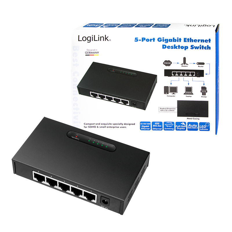 LogiLink NS0110 network switch Gigabit Ethernet (10/100/1000) Black – image 5