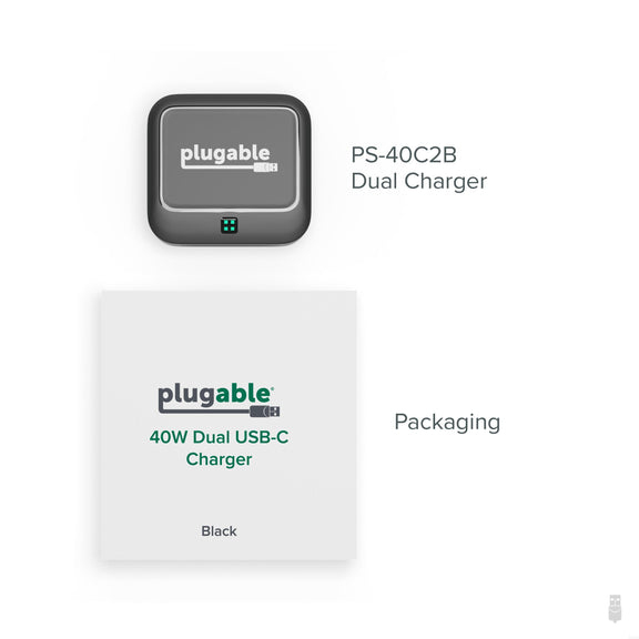 Plugable Technologies PS-40C2B mobile device charger Universal Black AC Fast charging Indoor – image 8