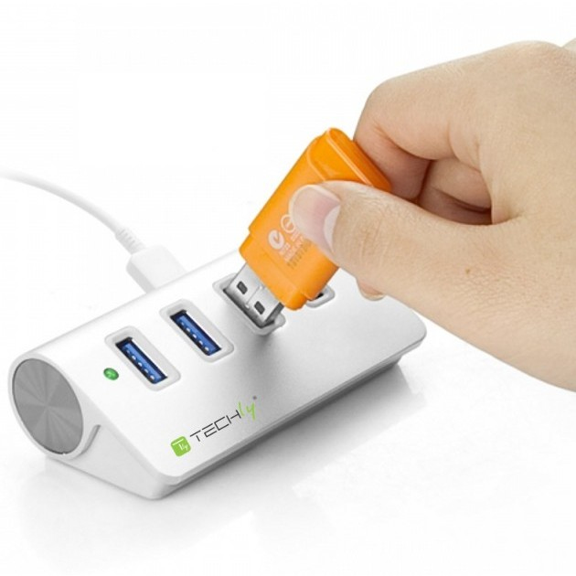 Techly USB 3.0 Super Speed Hub 4 Port A Female Aluminum IUSB3-TLY430 – image 2