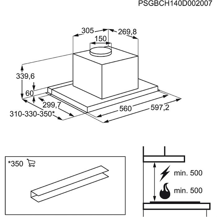 Electrolux CA6400IS-X cooker hood Semi built-in (pull out) Stainless steel 375 m³/h – image 4