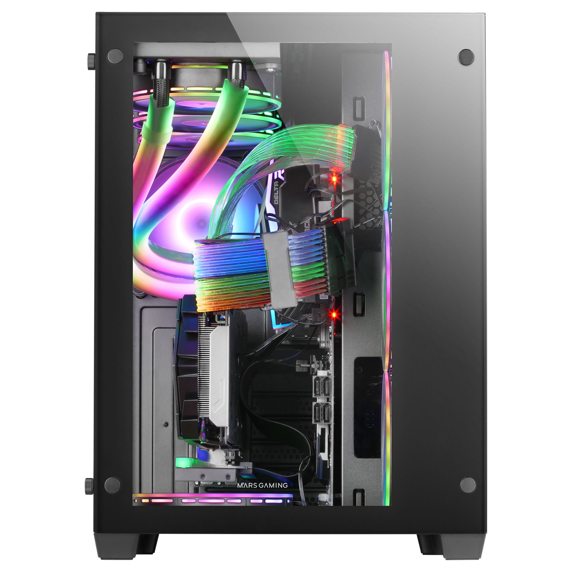 Mars Gaming MCV3 Black Custom XXL E-ATX Gaming Tower Front and Side Tempered Glass Window Dual Chamber Modular Frame – image 2