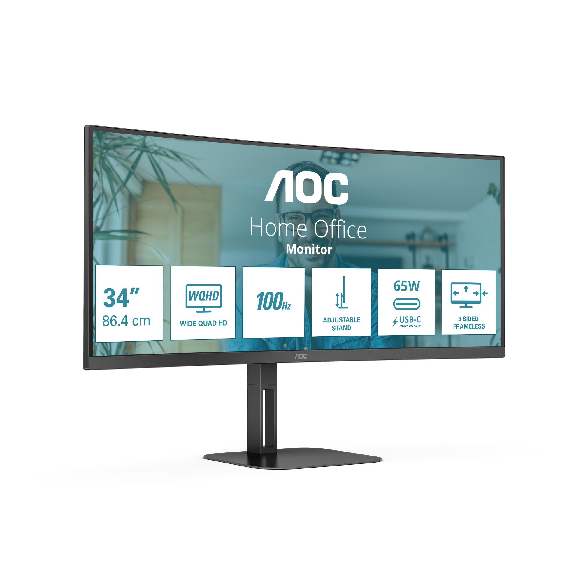 AOC V5 CU34V5C/BK/23 LED display 864 cm (34") 3440 x 1440 Pixel Wide Quad HD Nero