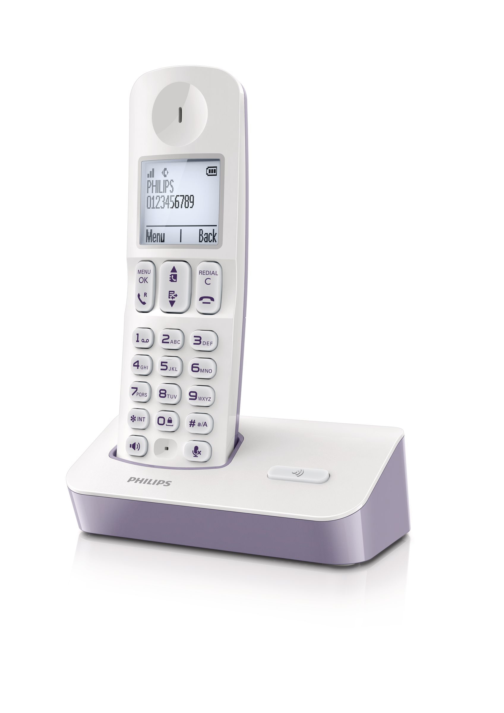 Philips D4001WL/FR telephone DECT telephone Caller ID Lilac, White