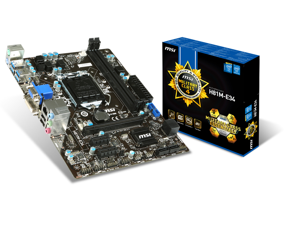 MSI H81M-E34 Intel® H81 LGA 1150 (Socket H3) micro ATX