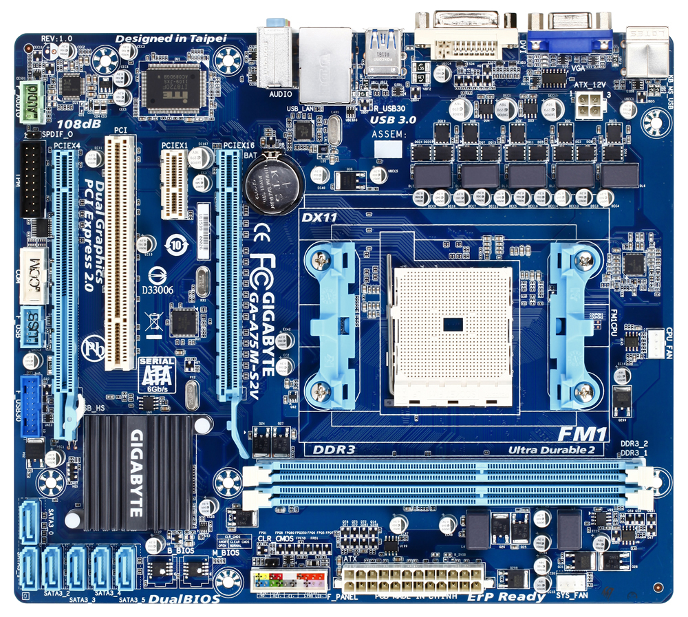 GIGABYTE GA-A75M-S2V motherboard AMD A75 Socket FM1 micro ATX – image 1