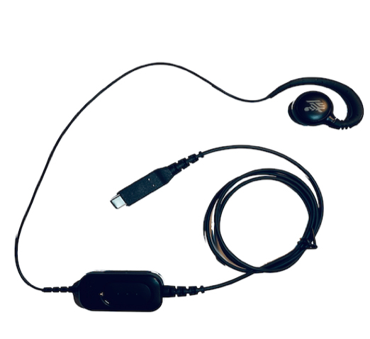 Zebra USB-C Wired Headset for PTT + VoIP w/ rotating ear piece for right/left ear wearing. Includes built — vue 1 sur 1