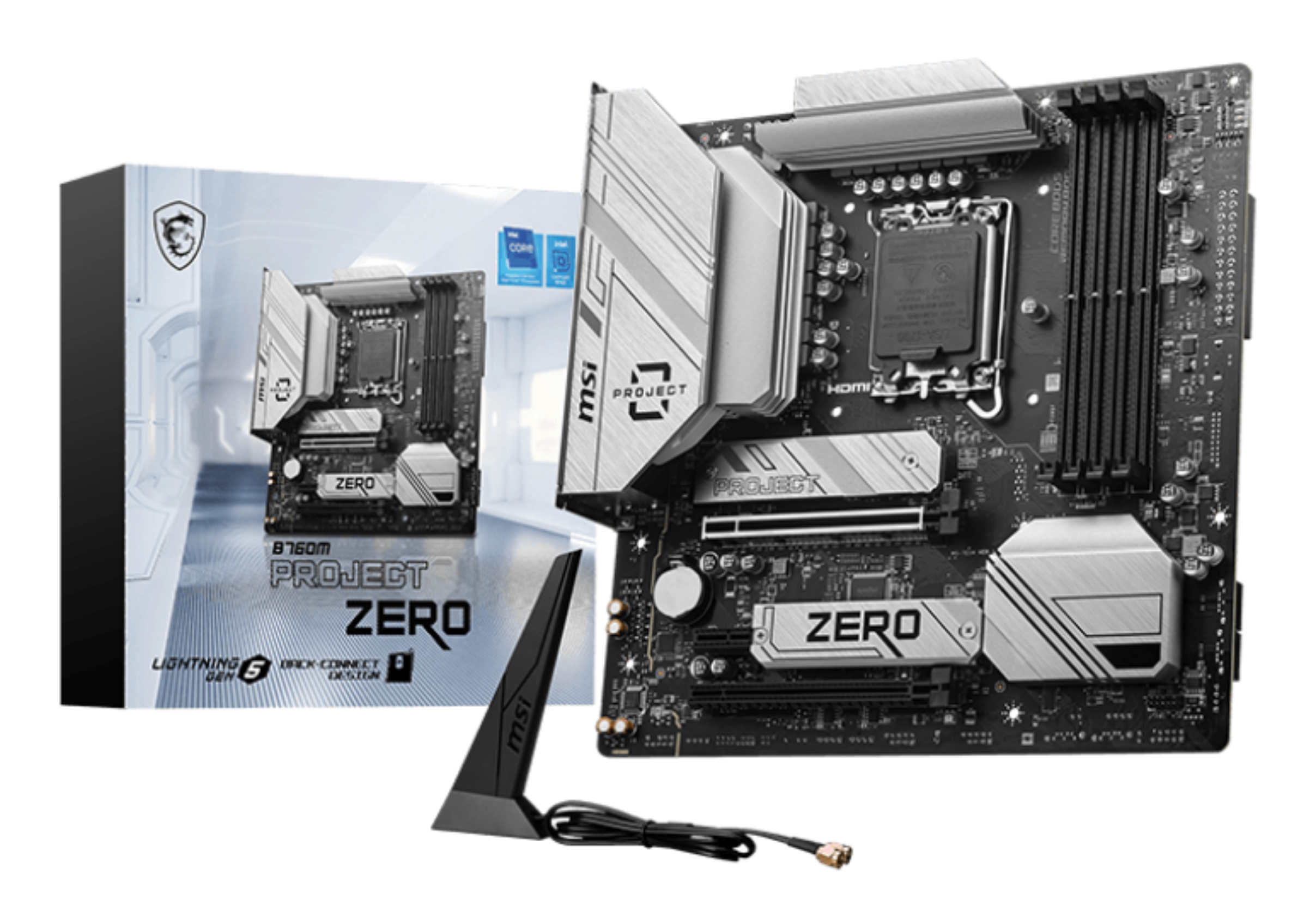 Tarjeta Madre MSI B760M PROJECT ZERO - Socket 1700 - 4xDDR5 - 4800/6600/7800MHz - HDMI - DisplayPort - USB 2.0/3.2 - Micro ATX - B760M PROJECT ZERO