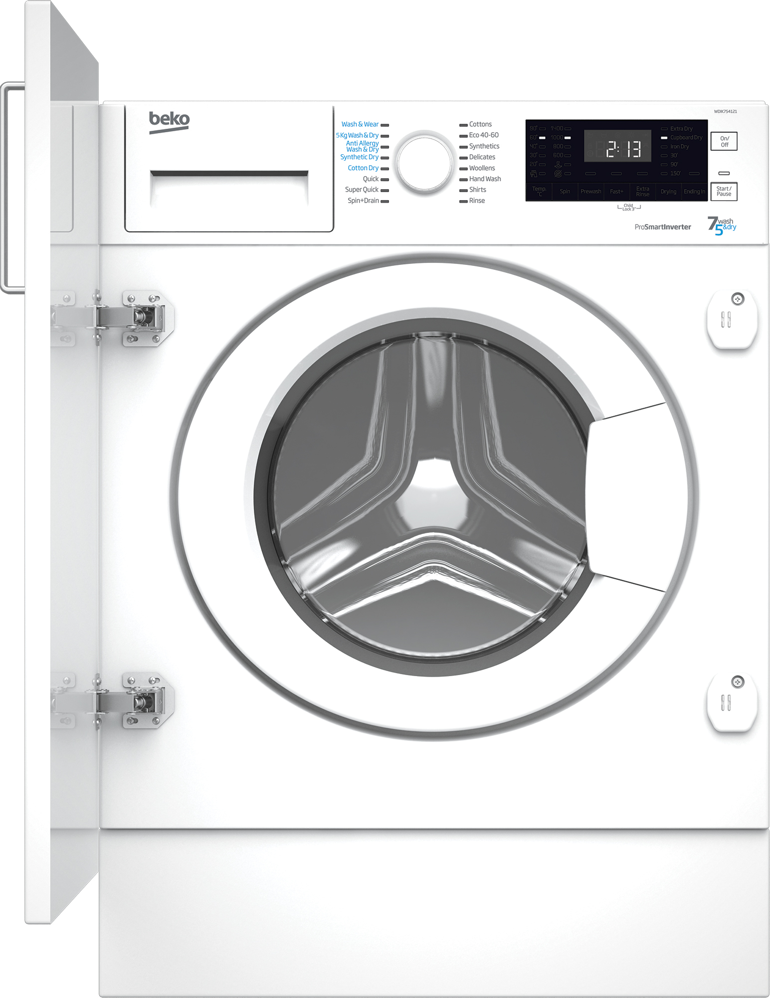 Beko WDIK754121 washer dryer Built-in Front-load White – image 1