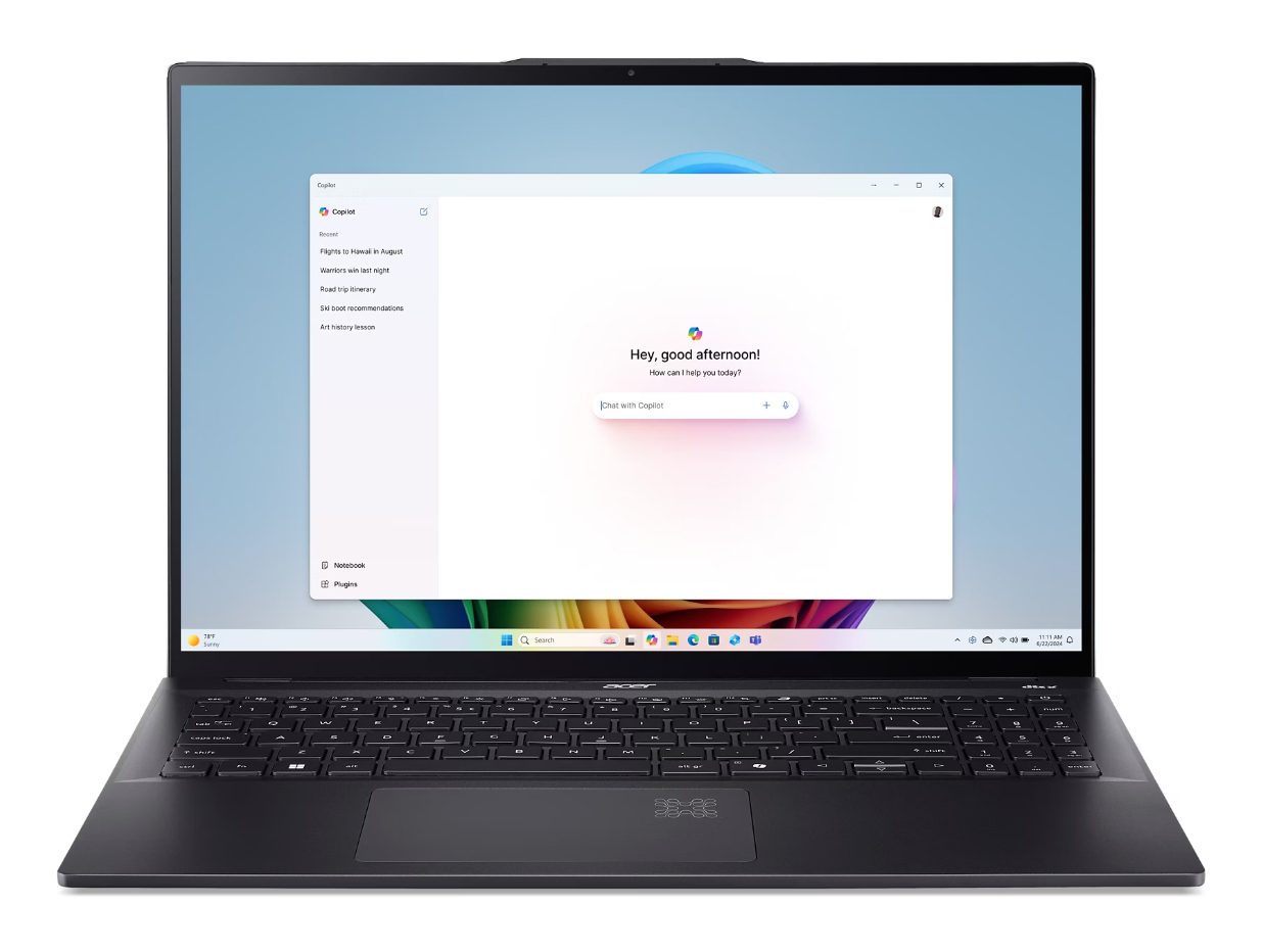 Acer Swift 16 AI SF16-51T-70HQ Copilot+ PC Intel Core Ultra 7 258V Laptop 40.6 cm (16") Touchscreen 3K 32 GB LPDDR5x-SDRAM 1 TB SSD Wi-Fi 7 (802.11be) Windows 11 Home Black