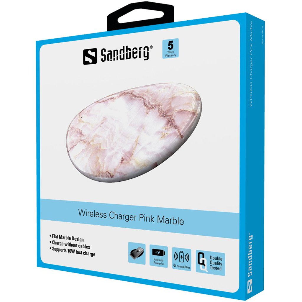 Sandberg Wireless Charger Pink Marble – image 2