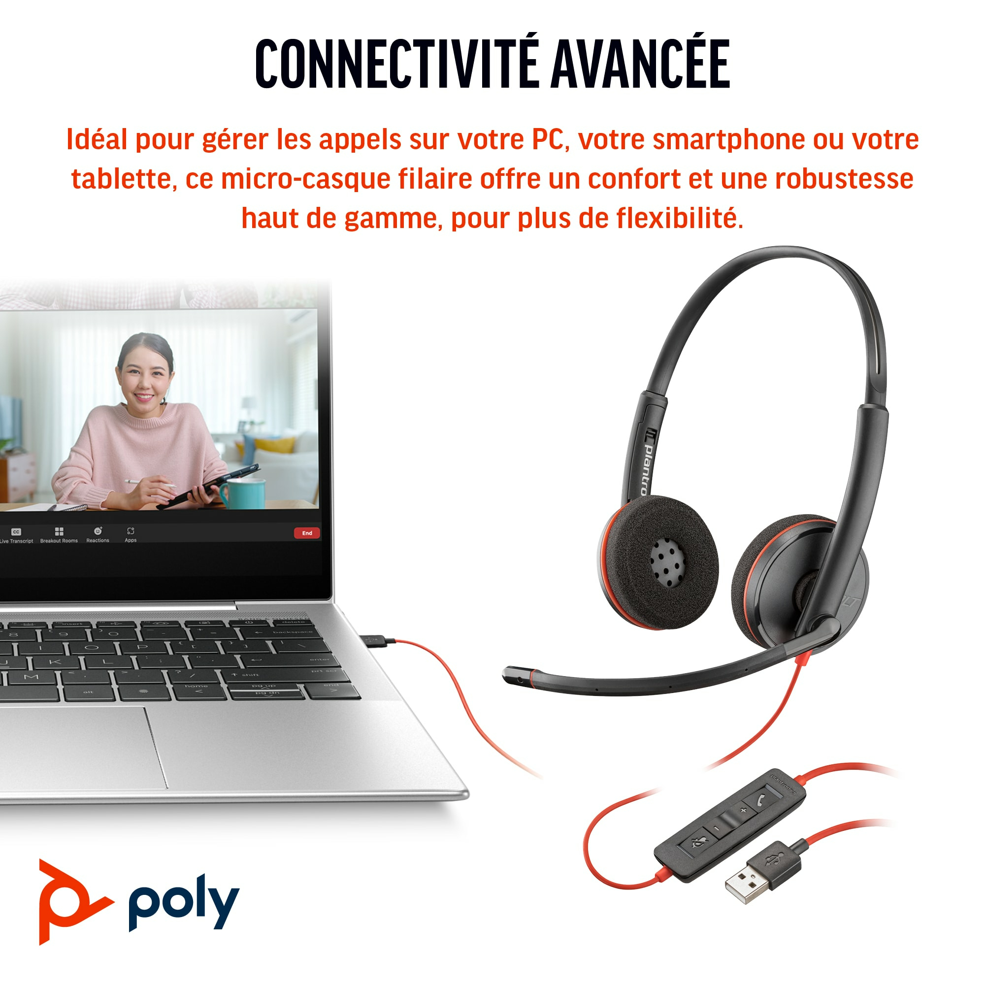HP Poly Blackwire C3220 USB-C Headset (Bulk) — vue 1 sur 2