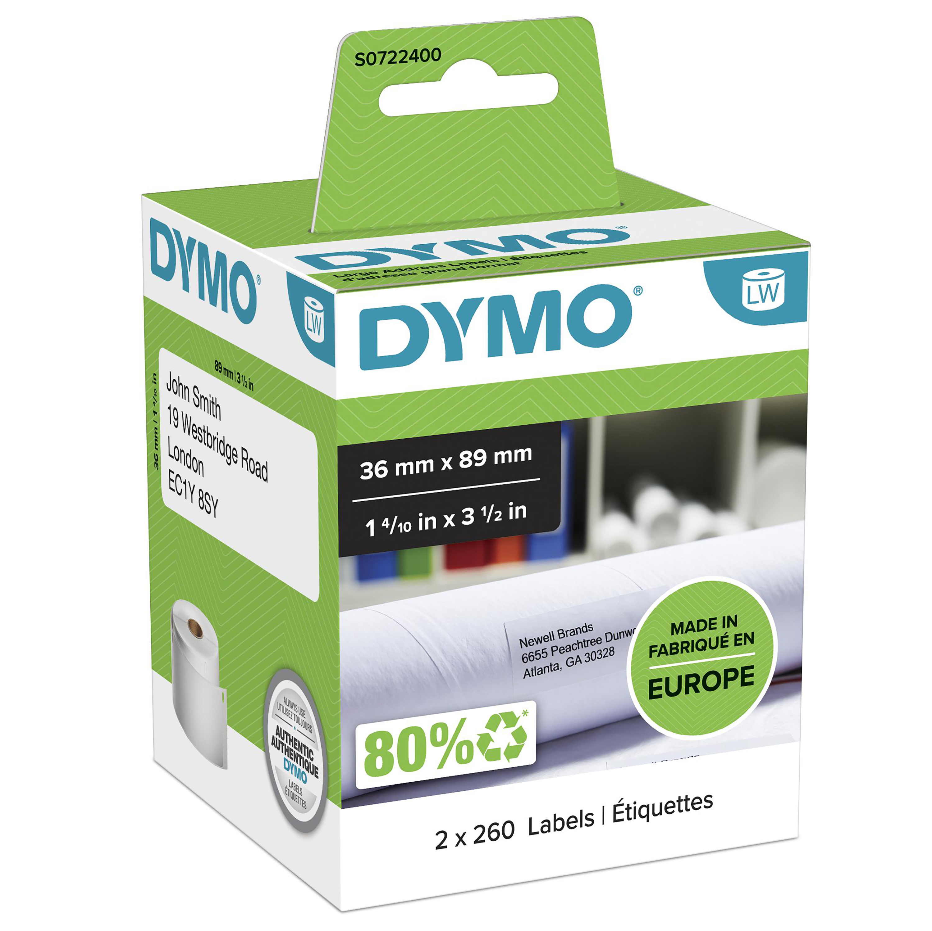 DYMO LW - Suuret osoitetarrat - 36 x 89 mm - S0722400