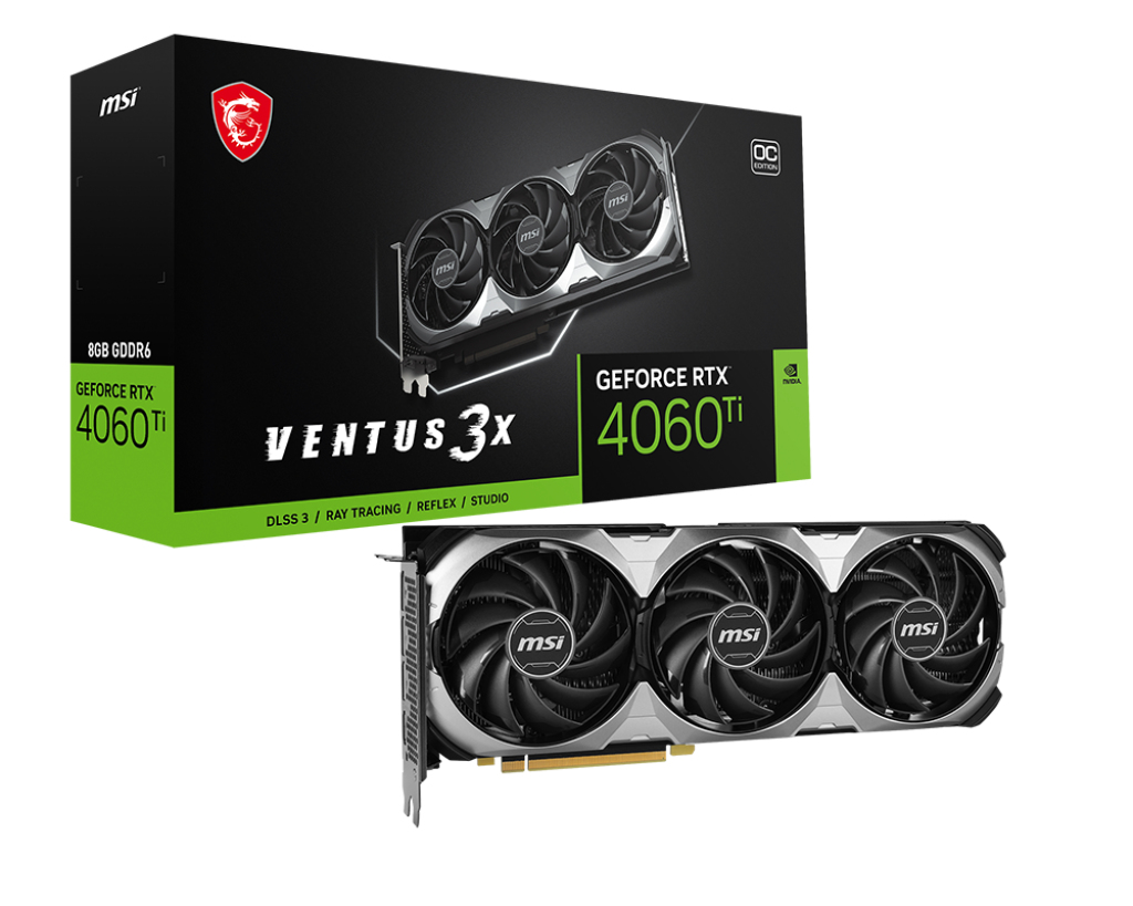 MSI GEFORCE RTX 4060 TI 8G VENTUS 3X E1 OC – image 1