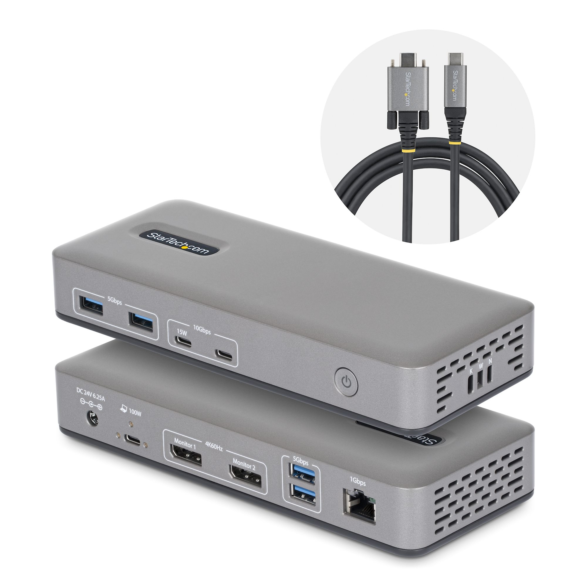 StarTech.com - Docking station - for laptop - USB-C 3.2 Gen 2 - 2 x DP - 1GbE