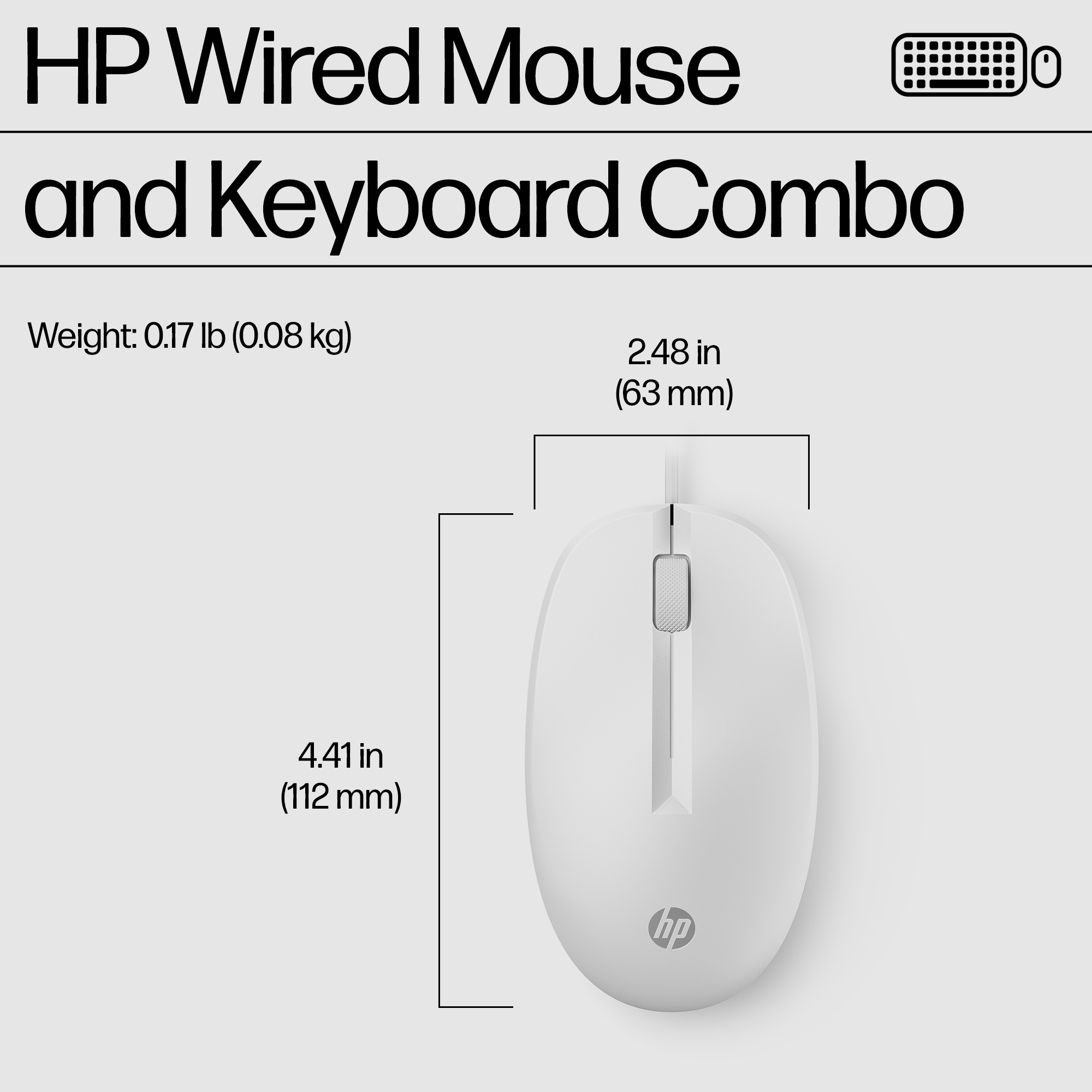 HP 225 Wired Mouse and Keyboard Combo White – image 4