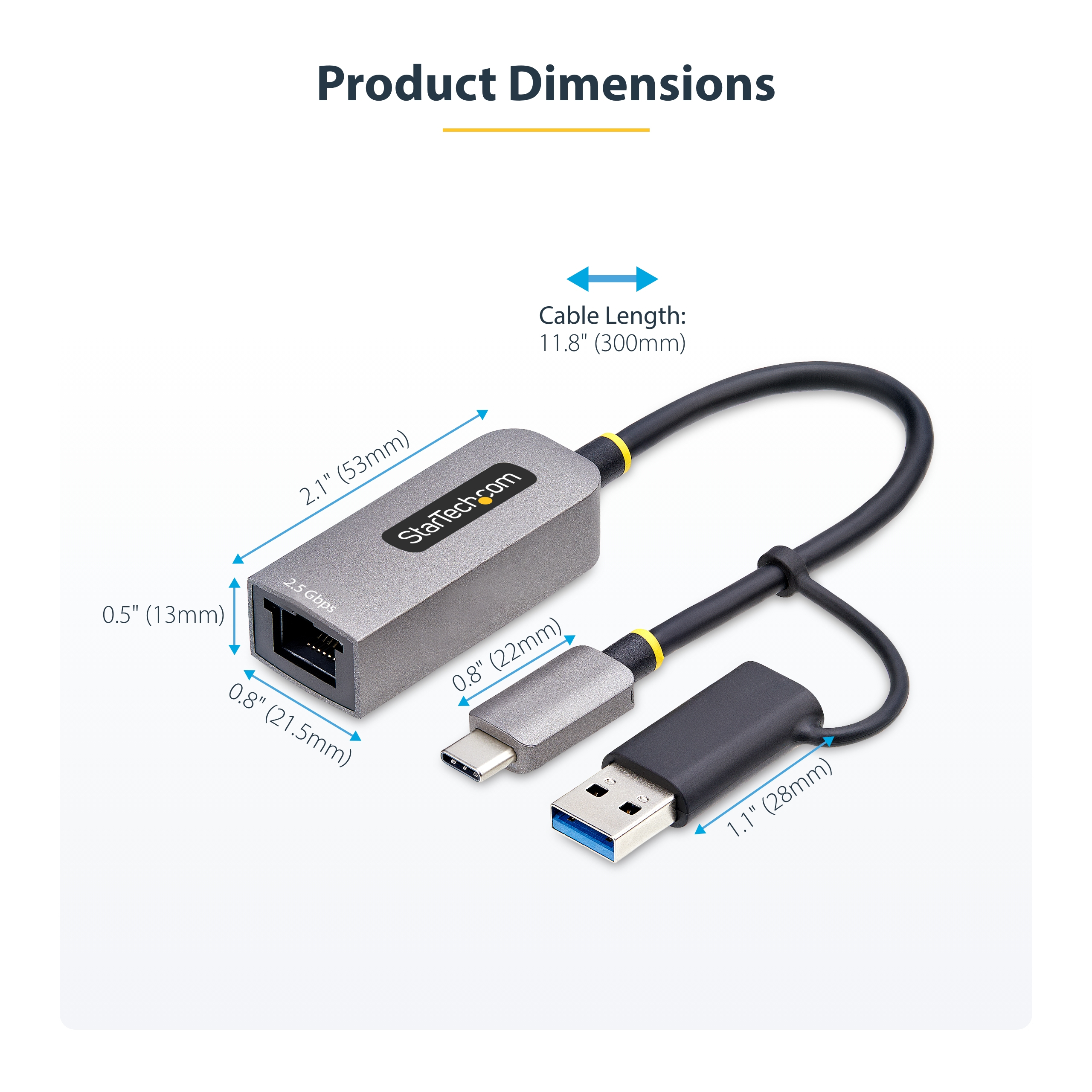 صورة محول StarTech.com U2GA-USB-C-ETHERNET 2.5GbE USB-C إلى إيثرنت