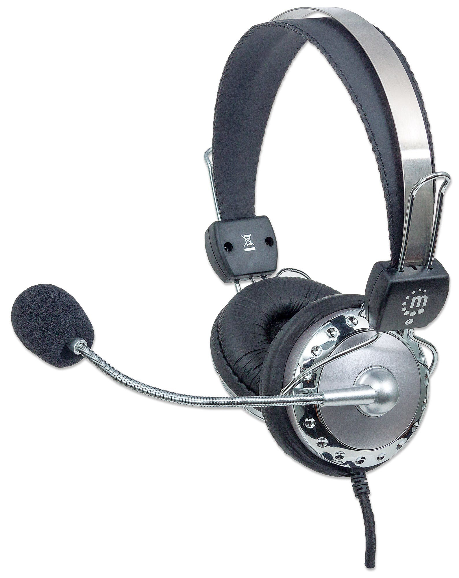 Manhattan Stereo Over-Ear Headset (3.5mm), Microphone Boom (padded), Adjustable Steel Headband, In-Line Volume Control, Ear Cushions, Std – image 2