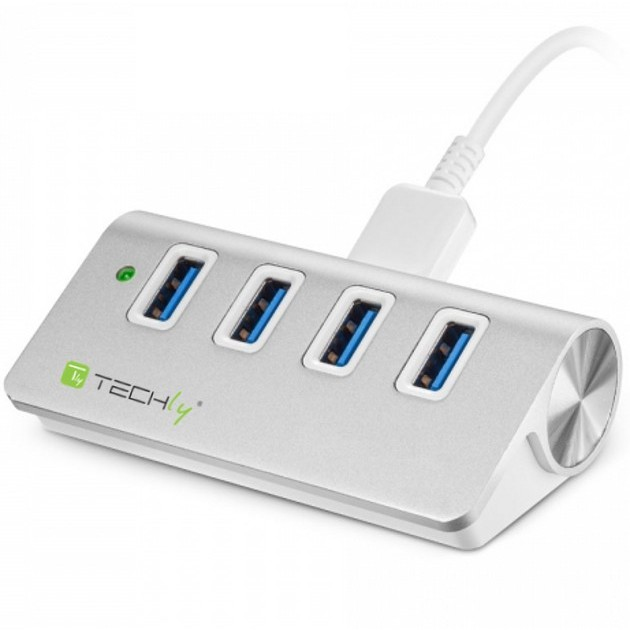 Techly USB 3.0 Super Speed Hub 4 Port A Female Aluminum IUSB3-TLY430 – image 1