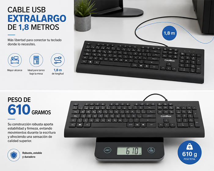 CoolBox COO-TEC01-U keyboard Home/Office USB QWERTY Spanish Black – image 7