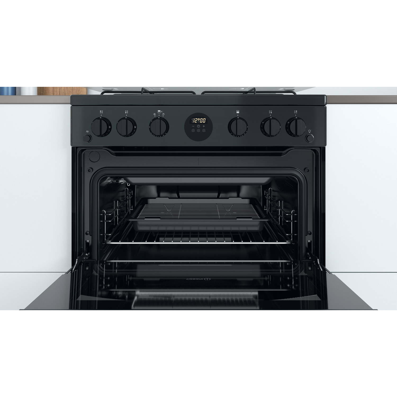 Indesit ID67G0MCB/UK cooker Freestanding cooker Gas Black – image 7