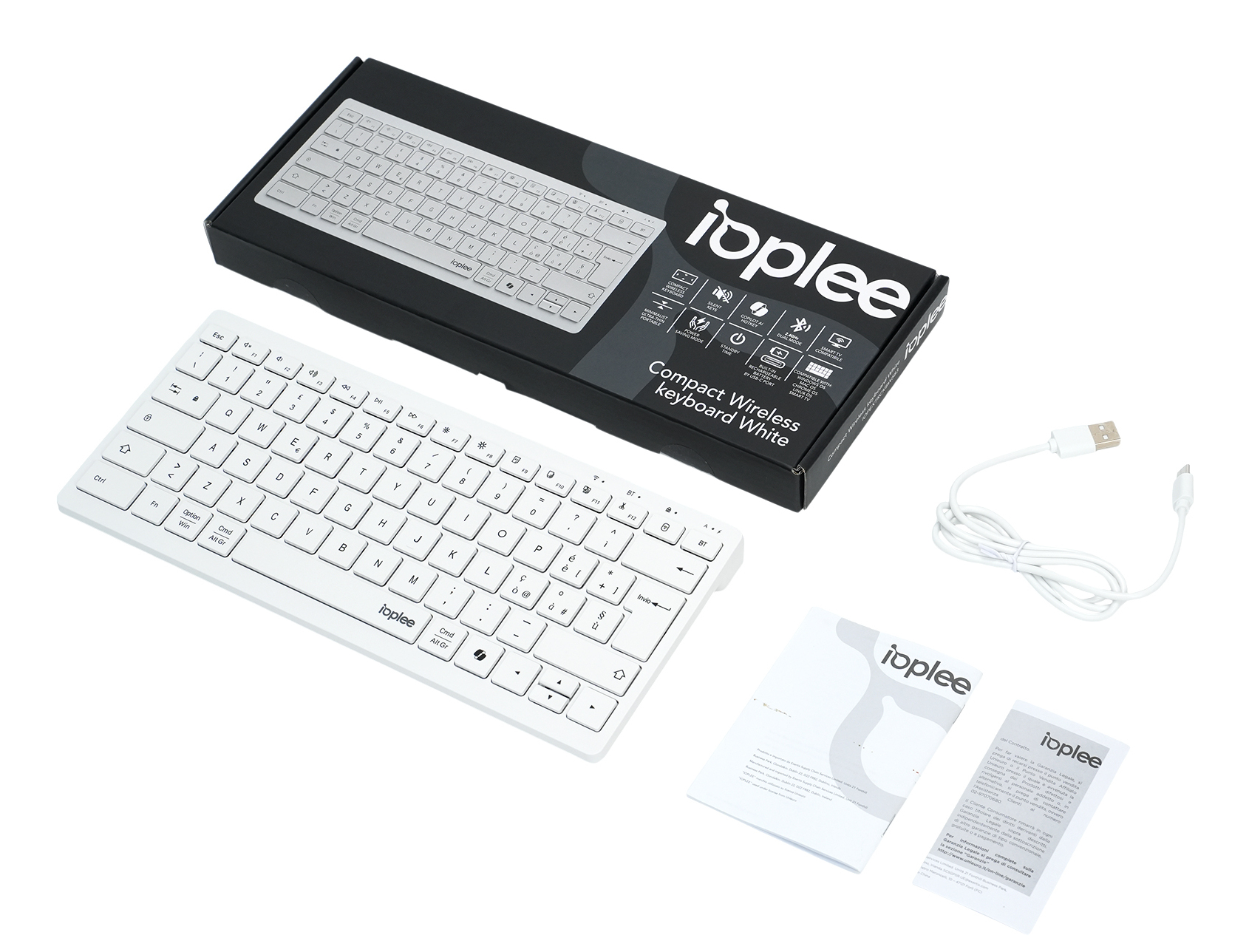 IOPLEE IOPEXTRCKBW583 keyboard Universal RF Wireless + Bluetooth QWERTY Italian White – image 5