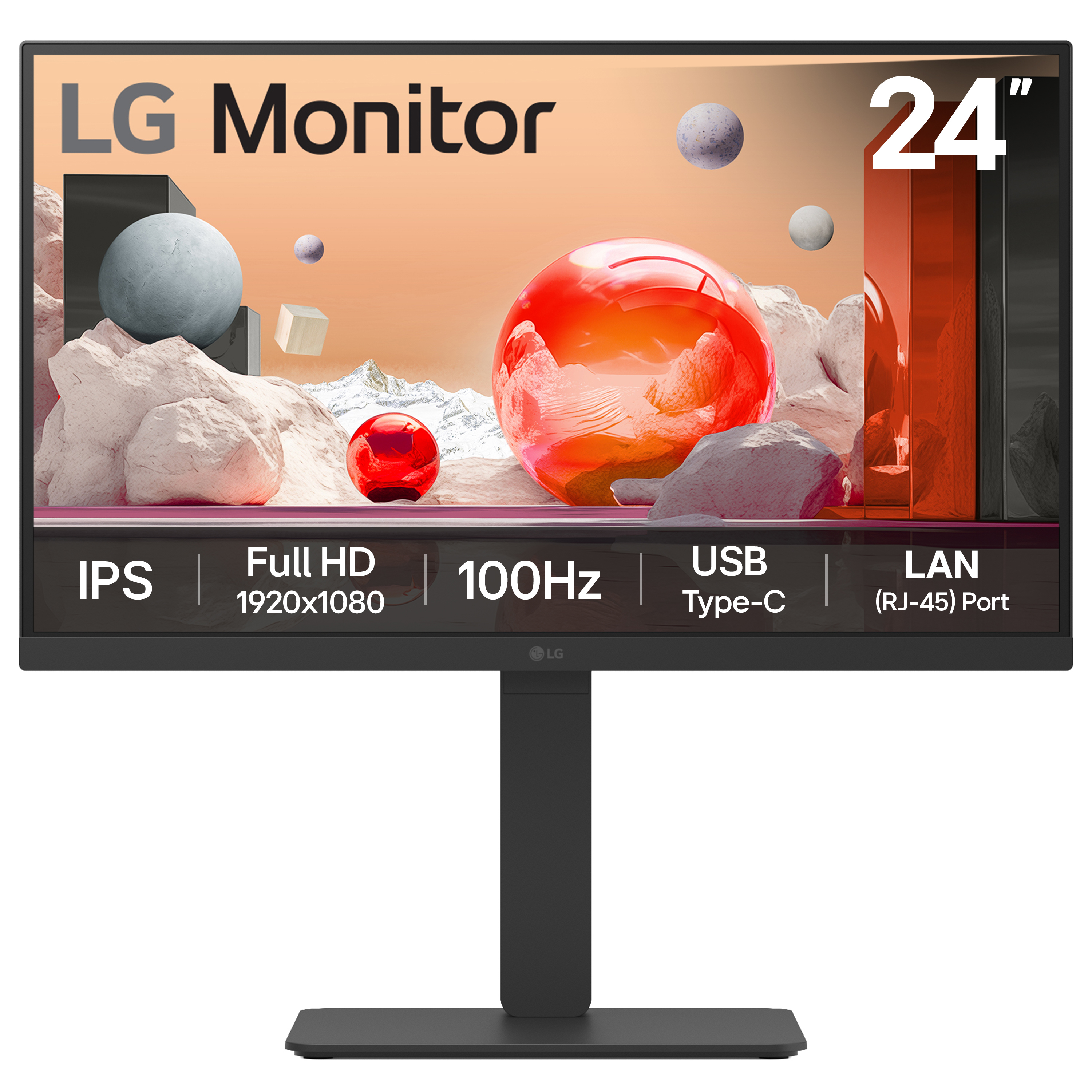 LG 24BA750-B - LED monitor - 24" (23.8" viewable) - 1920 x 1080 Full HD (1080p) @ 100 Hz - IPS - 250 cd/m� - 1300:1 - 5 ms - HDMI, DisplayPort, USB-C - speakers