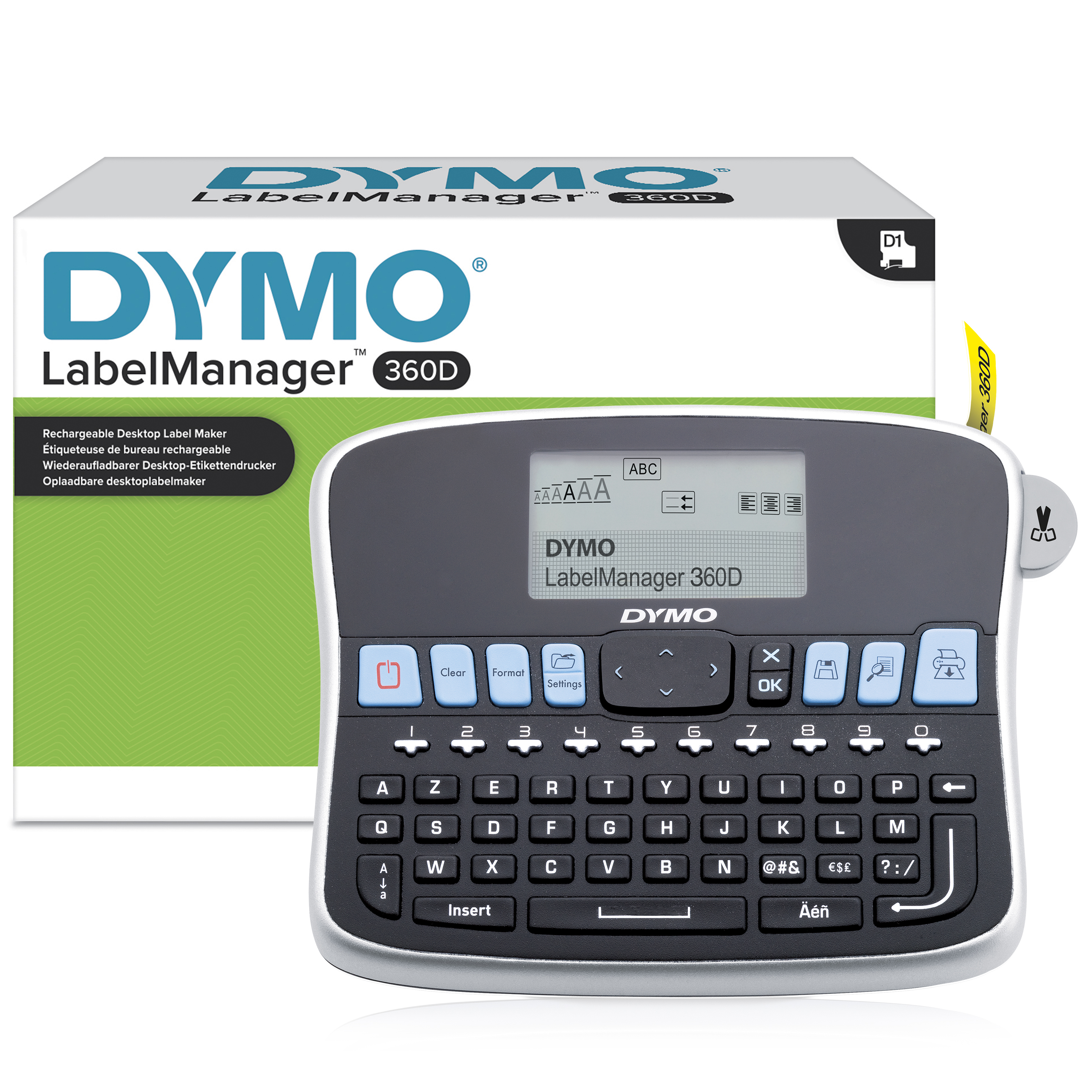 DYMO LabelManager Desktop Label Maker | 360D Rechargeable Hand-Held Label MakerEasy-to-UseOne-Touch Smart KeysQWERTY KeyboardLarge Display | For Home & Office Organisation
