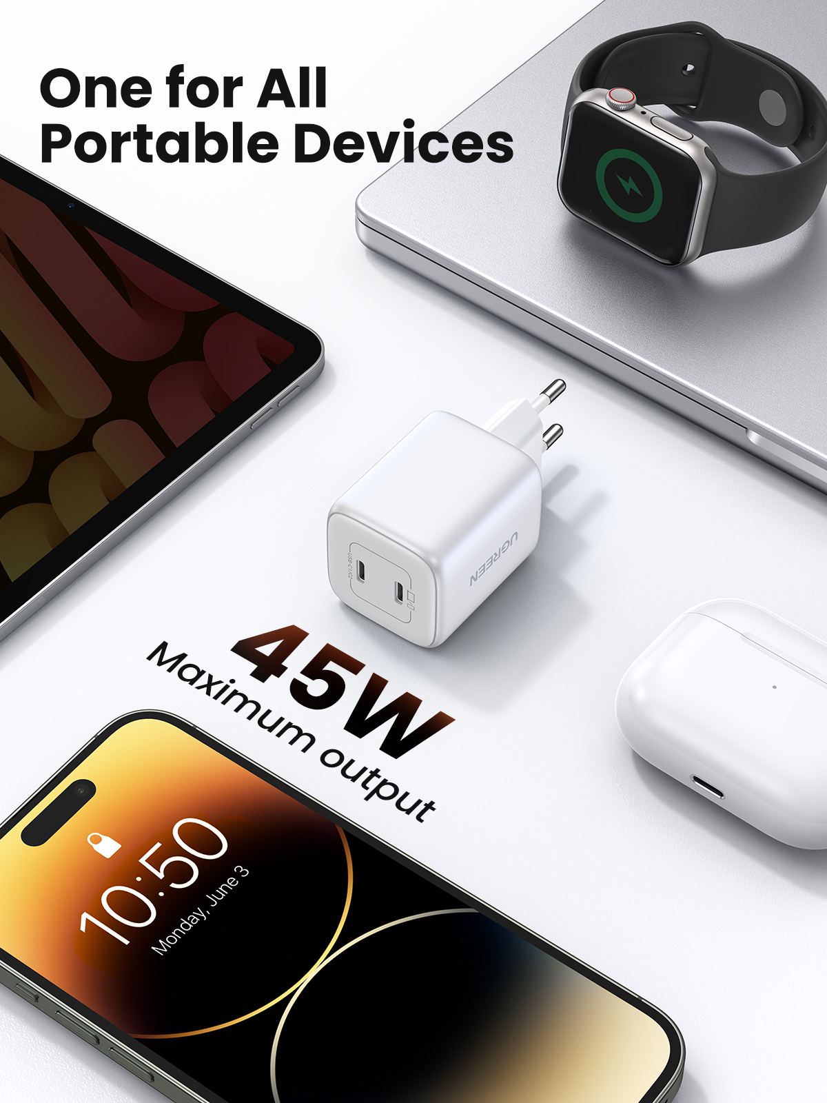 Ugreen 15327 mobile device charger Universal White AC Fast charging Indoor – image 7
